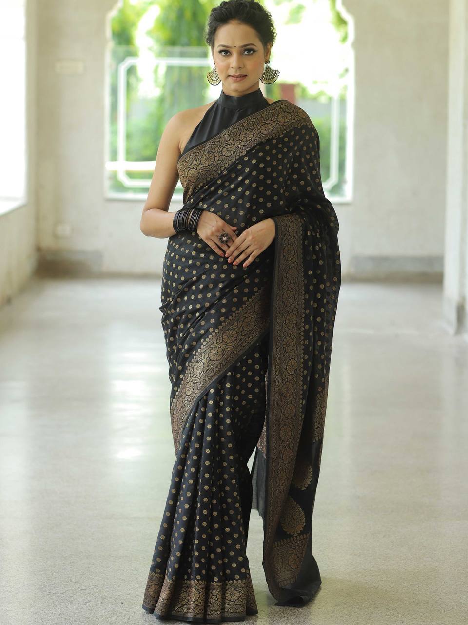 Gorgeous Black Color Art Silk Saree