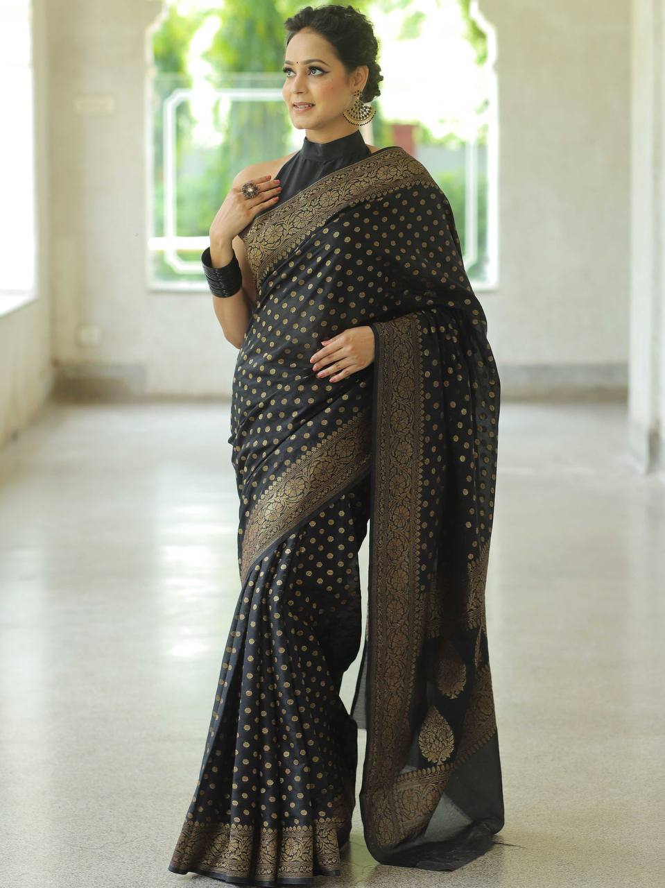 Gorgeous Black Color Art Silk Saree