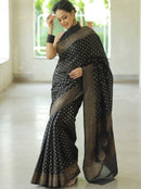 Gorgeous Black Color Art Silk Saree