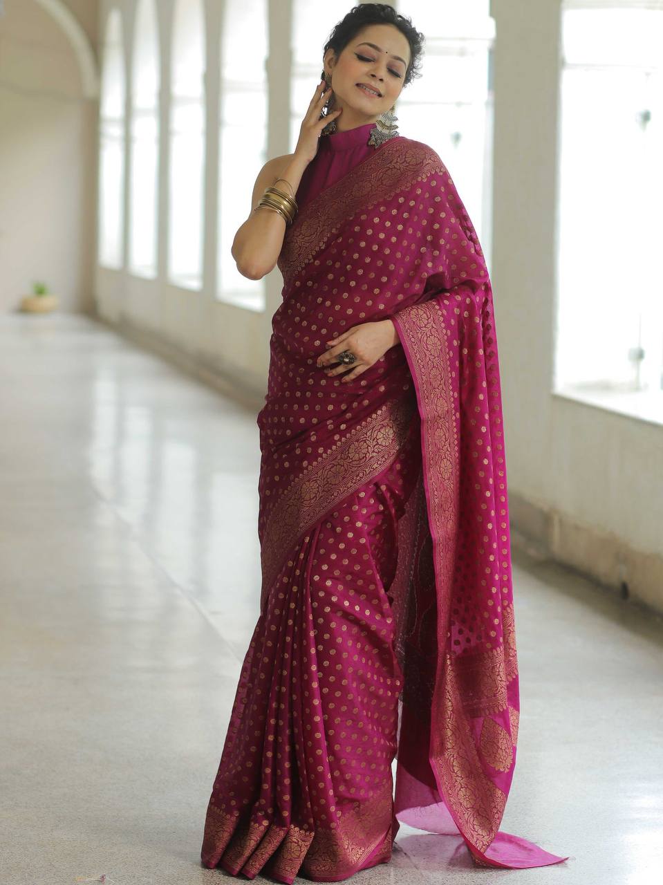 Awe-inspiring Wine Color Art Silk Saree