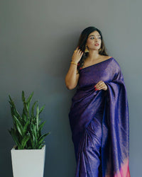 Whimsical Blue Color Art Silk Saree