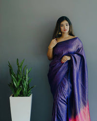 Whimsical Blue Color Art Silk Saree