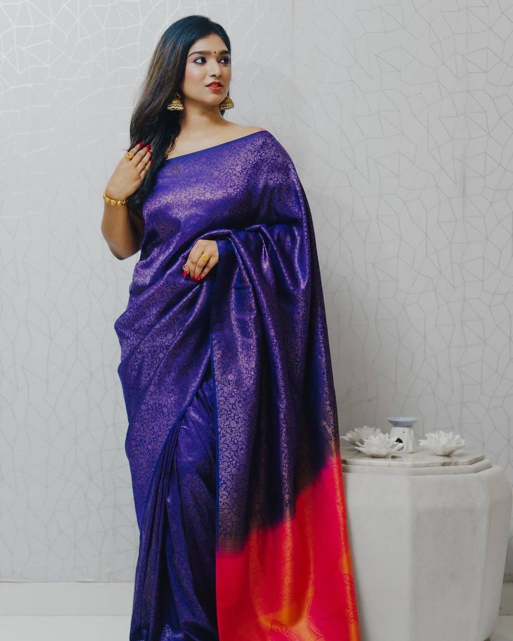 Whimsical Blue Color Art Silk Saree