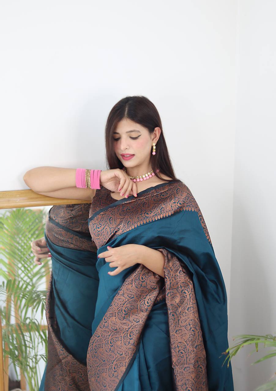 Vivacious Rama Color Art Silk Saree