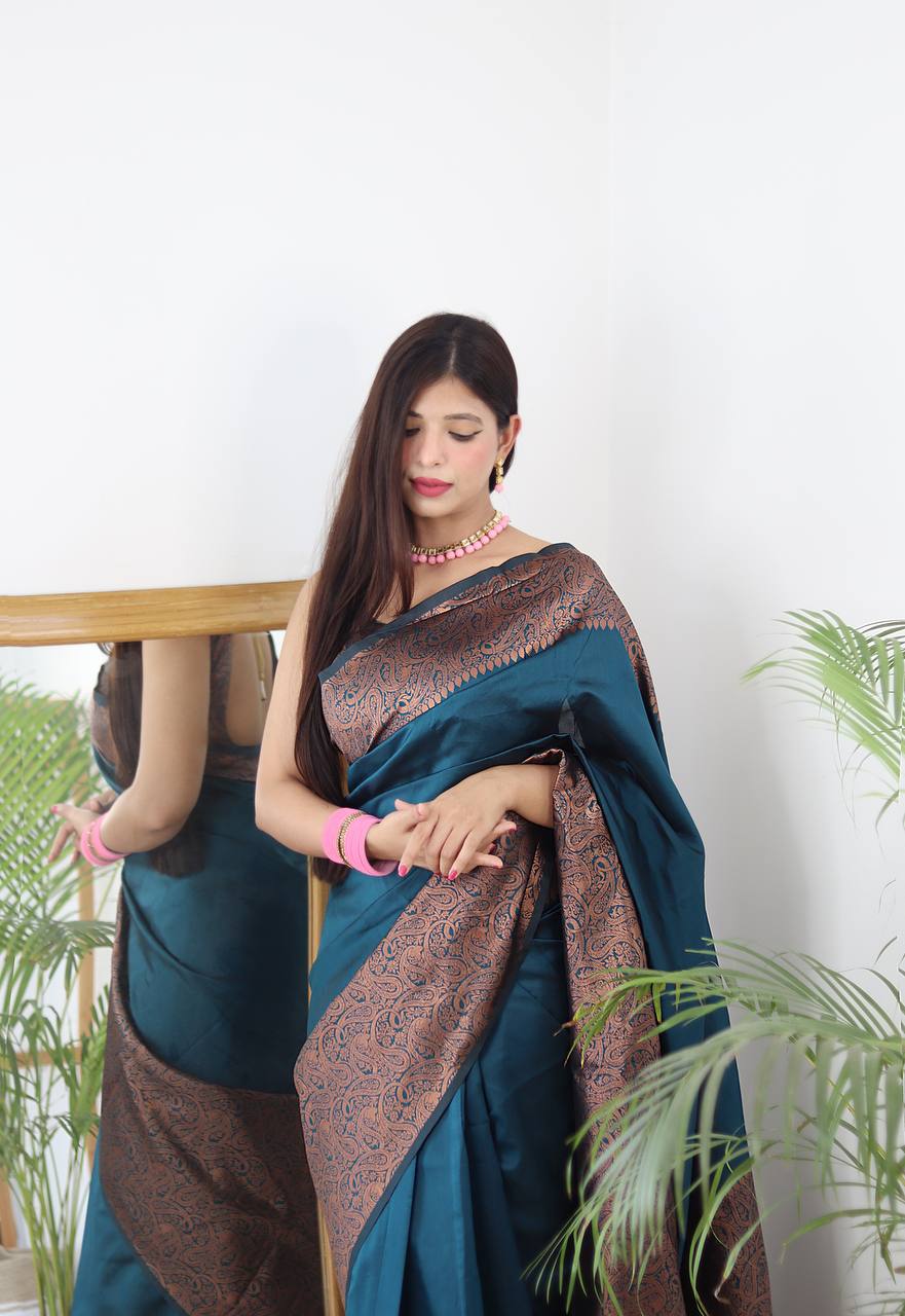 Vivacious Rama Color Art Silk Saree