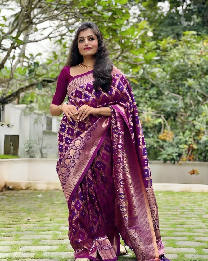 Whimsical Purple Color Art Silk Saree