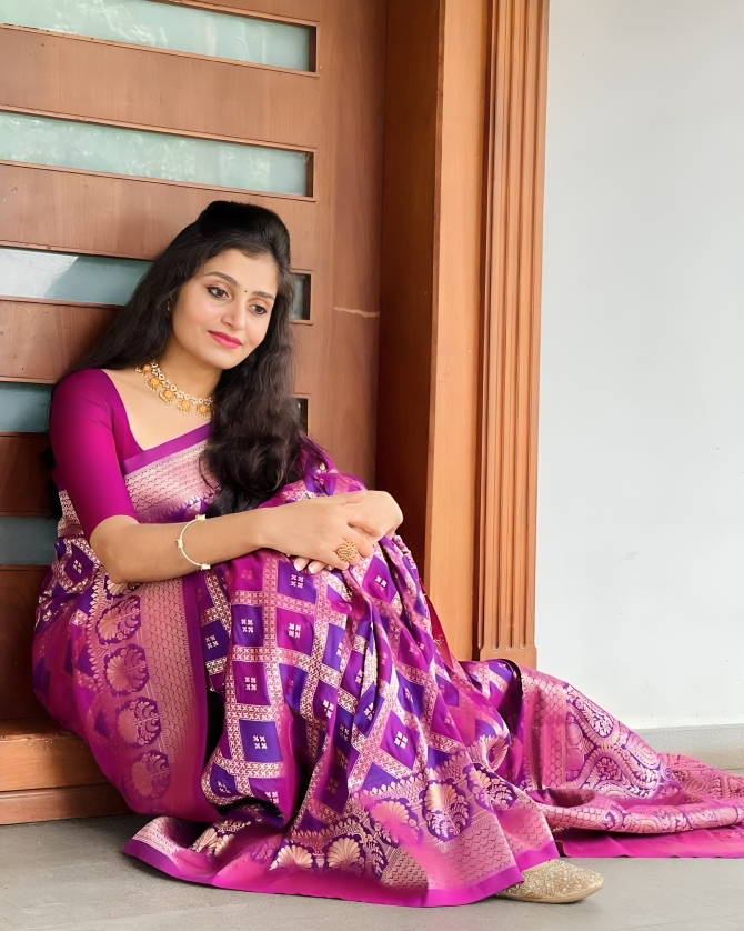 Whimsical Purple Color Art Silk Saree