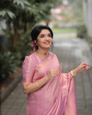 Splendorous Pink Color Art Silk Saree