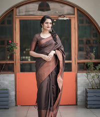 Ornate Coffee Color Art Silk Saree