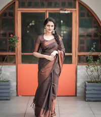 Ornate Coffee Color Art Silk Saree