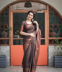 Ornate Coffee Color Art Silk Saree