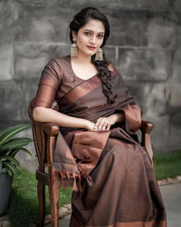 Ornate Coffee Color Art Silk Saree