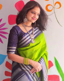 Blissful Parrot Green Color Art Silk Saree