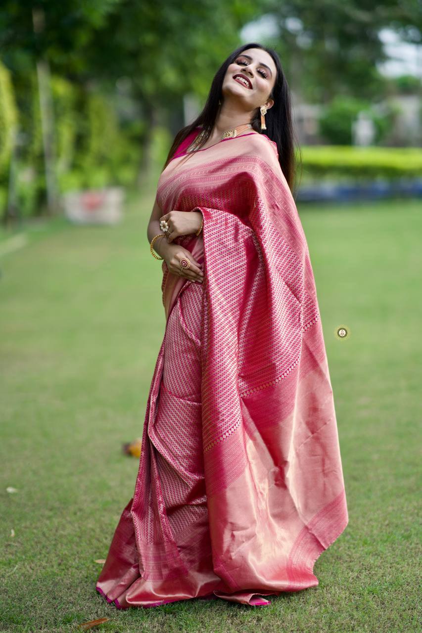 Vivacious Pink Color Art Silk Saree