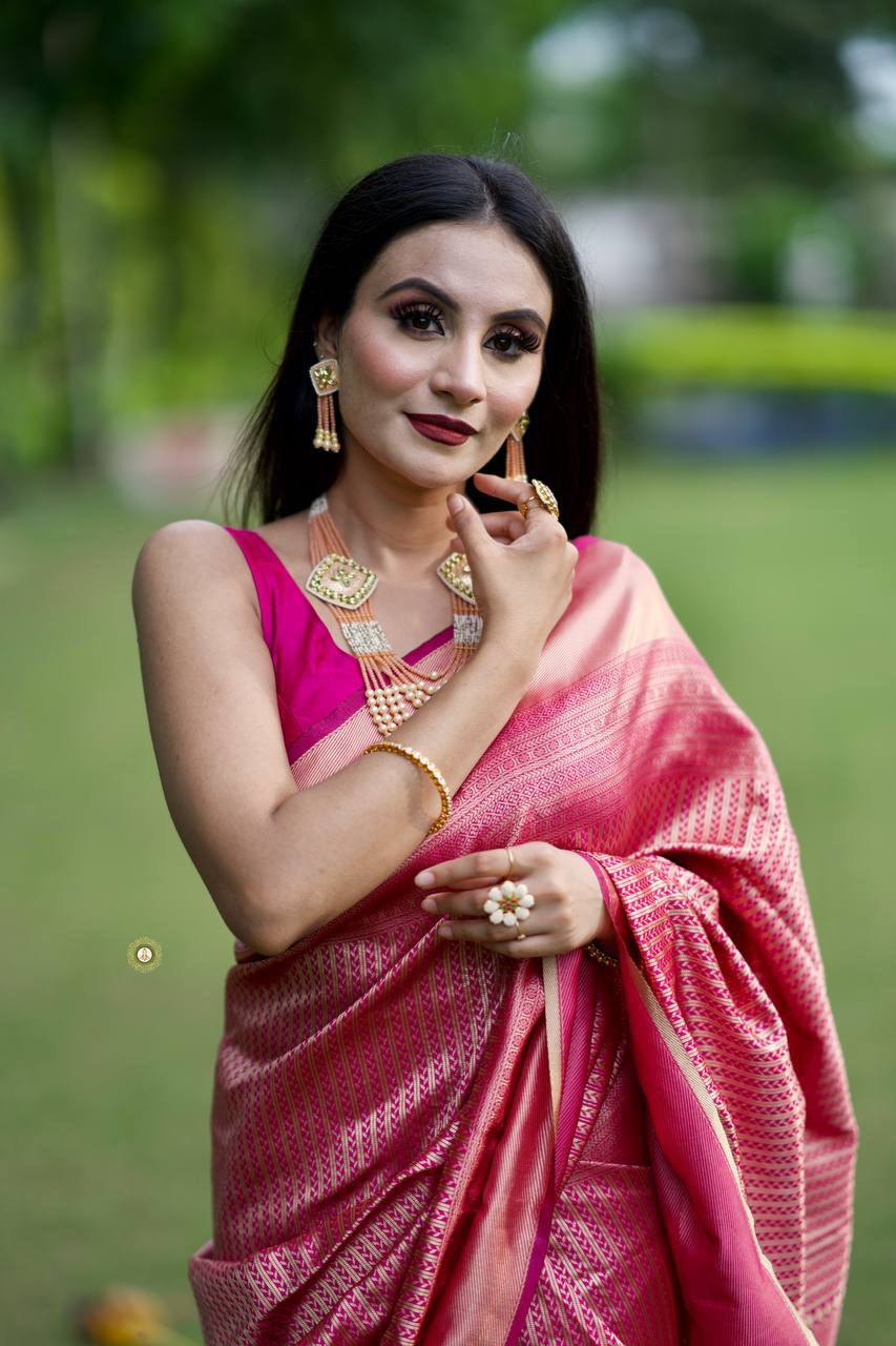 Vivacious Pink Color Art Silk Saree