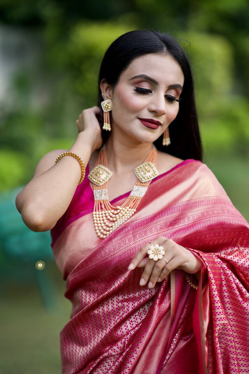 Vivacious Pink Color Art Silk Saree