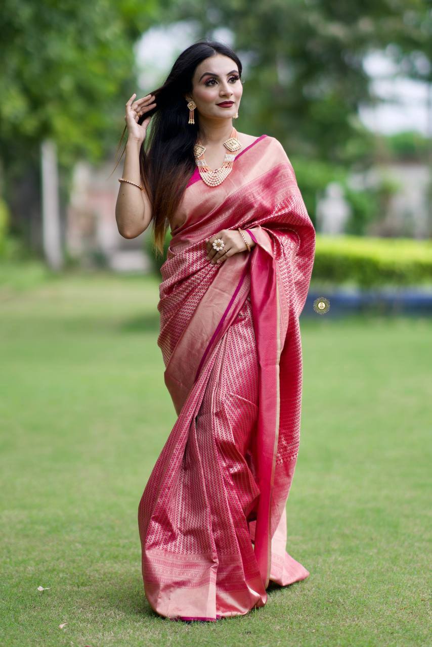 Vivacious Pink Color Art Silk Saree