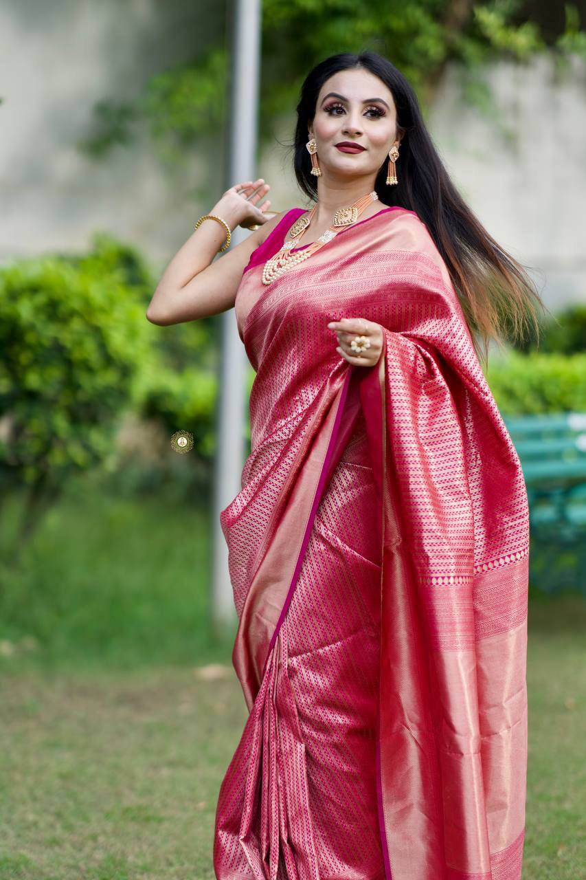 Vivacious Pink Color Art Silk Saree