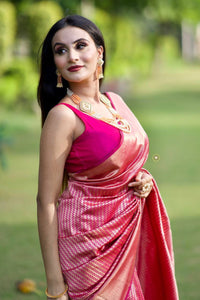 Vivacious Pink Color Art Silk Saree