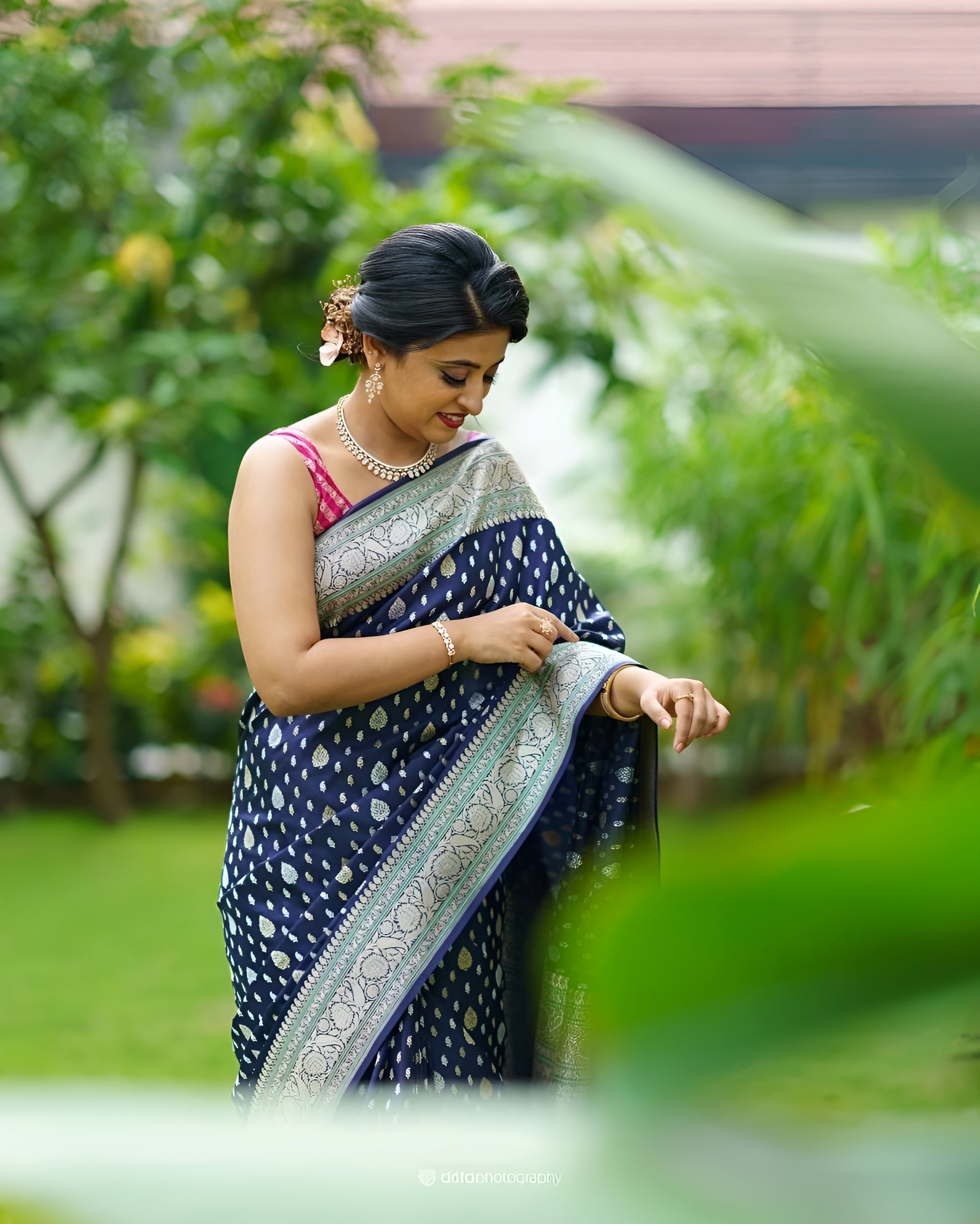 Harmonious Navy Blue Color Art Silk Saree