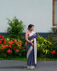 Harmonious Navy Blue Color Art Silk Saree